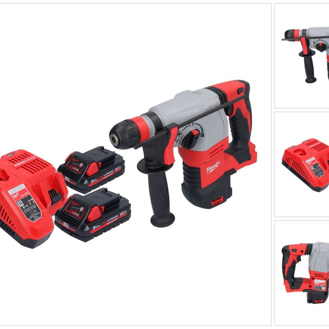 Martillo combinado a batería Milwaukee M18 HD18HX-302 18 V 2,4 J + 2x baterías 3,0 Ah + cargador