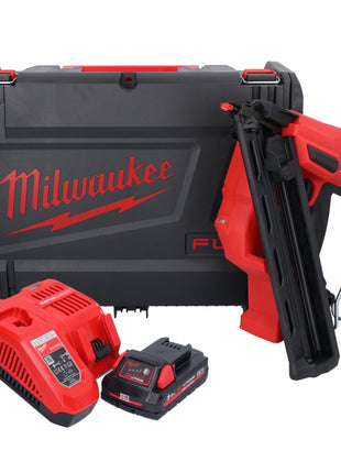 Cloueur à batterie Milwaukee M18 FN15GA-301X 18 V sans balais 32 - 64 mm + 1x batterie 3,0 Ah + chargeur + boîtier HD