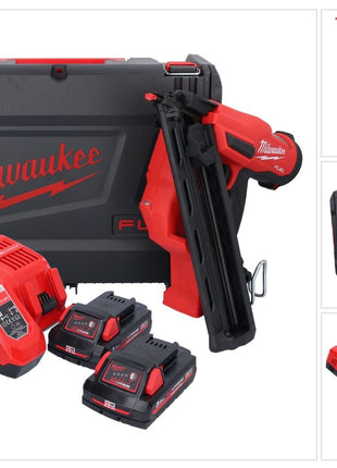 Clavadora a batería Milwaukee M18 FN15GA-302X 18 V sin escobillas 32 - 64 mm + 2x baterías 3.0 Ah + cargador + caja HD