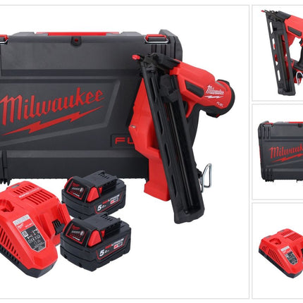 Clavadora a batería Milwaukee M18 FN15GA-502X 18 V sin escobillas 32 - 64 mm + 2x baterías 5,0 Ah + cargador + caja HD