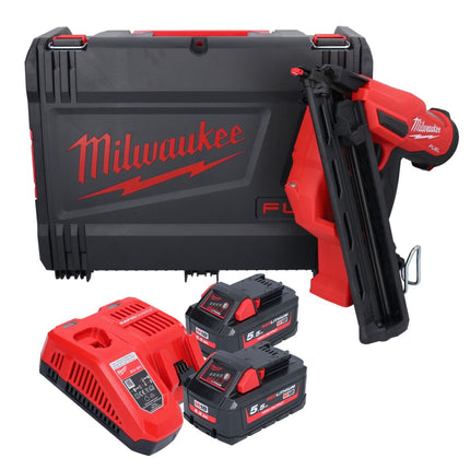 Clavadora a batería Milwaukee M18 FN15GA-552X 18 V sin escobillas 32 - 64 mm + 2x baterías 5,5 Ah + cargador + caja HD