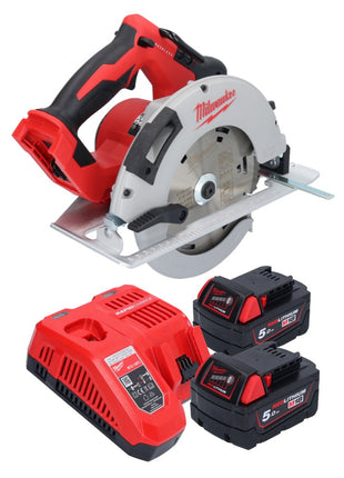 Scie circulaire à main sur batterie Milwaukee M18 BLCS66-502 18 V 190 mm sans balais + 2x batteries 5,0 Ah + chargeur