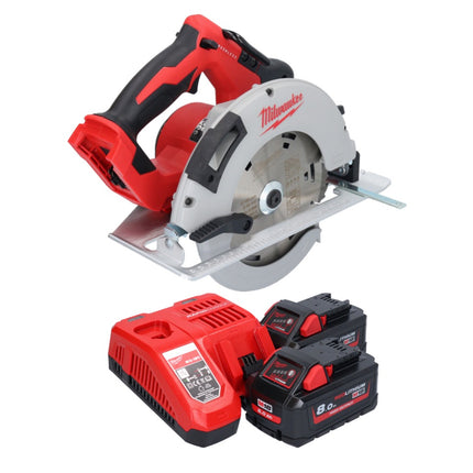 Sierra circular de mano a batería Milwaukee M18 BLCS66-802 18 V 190 mm sin escobillas + 2x baterías 8,0 Ah + cargador
