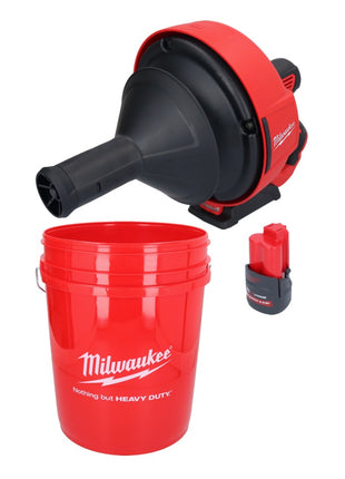 Milwaukee M12 BDC6-251C Akku Rohrreinigungsgerät 12 V + 1x Akku 2,5 Ah + Spirale + Eimer - ohne Ladegerät