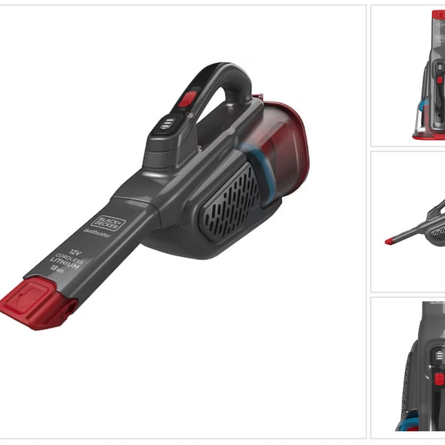 Black & Decker BHHV315J Aspirador de mano de 12 voltios y 2 velocidades con batería recargable integrada