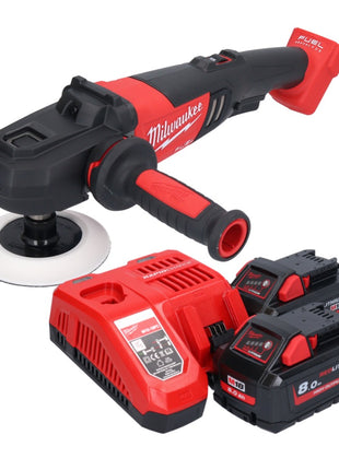 Pulidora a batería Milwaukee M18 FAP180-802 18 V 180 mm sin escobillas + 2x baterías 8,0 Ah + cargador