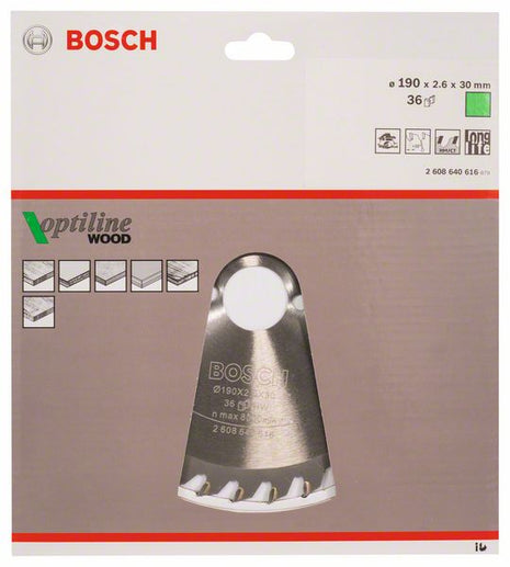 Lama circolare BOSCH Optiline Wood Ø esterno 190 mm Numero di denti 36 WZ ( 4000908913 )