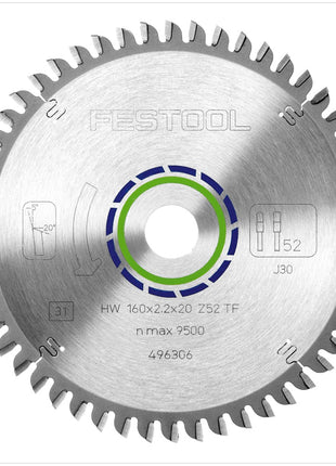 Festool Spezial Kreissägeblatt HW 160 x 20 x 2,2 mm TF52 160 mm 52 Zähne ( 496306 ) - Toolbrothers