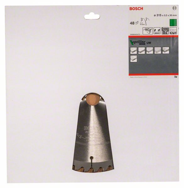 Hoja de sierra circular BOSCH Optiline Wood Ø exterior 315 mm Número de dientes 48 WZ ( 8000342030 )