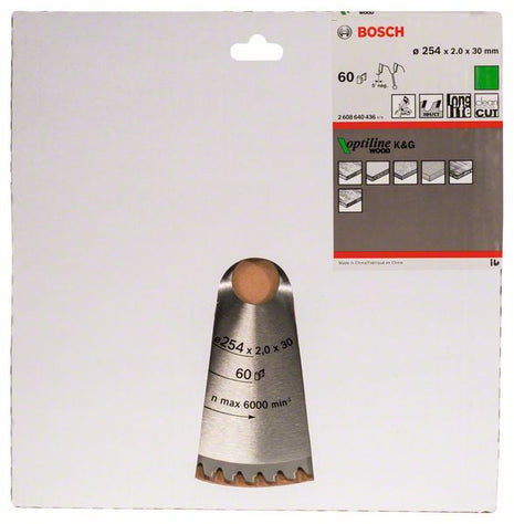 BOSCH Lame pour scie circulaire Optiline Wood Ø extérieur 254 mm Nombre de dents 60 WZ ( 8000342023 )