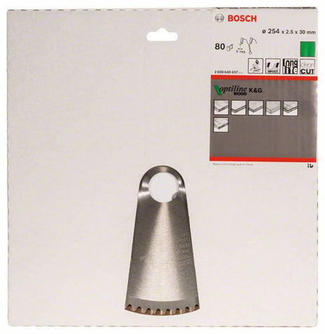 BOSCH Lame pour scie circulaire Optiline Wood Ø extérieur 254 mm Nombre de dents 80 WZ ( 8000342016 )