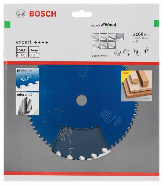 Hoja de sierra circular BOSCH Expert para madera Ø exterior 160 mm Número de dientes 24 WZ ( 8000342037 )