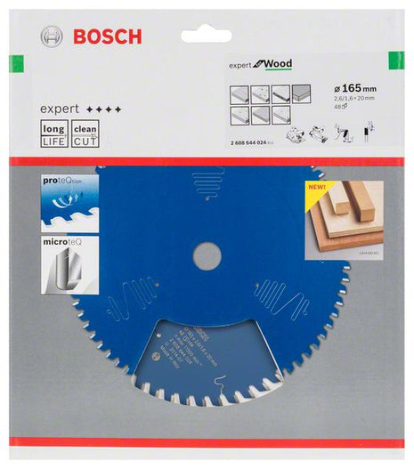 Hoja de sierra circular BOSCH Expert para madera diámetro exterior 165 mm número de dientes 48 WZ (8000342048)