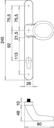 EDI Profiltürgarnitur Atlas 1200/K22/2026 Aluminium F1 ( 3000200041 )