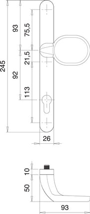 EDI Profiltürgarnitur Atlas 1200/K22/2026 Aluminium F1 ( 3000200041 )