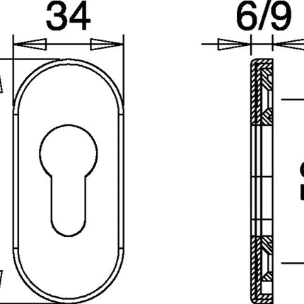 EDI Rosace de clé 0811/6003 Acier inoxydable EST ( 3000200054 )