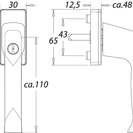 EDI window handle 1003/2035 aluminium F2 / nickel silver coloured ( 3000261190 )
