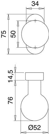 Pomo de puerta perfil EDI 2033/5010 material acero inoxidable EST (3000261217)