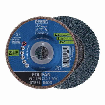 PFERD flap disc POLIFAN Z START STEELOX Ø 125 mm grit size Z-40 conical ( 4000843174 )