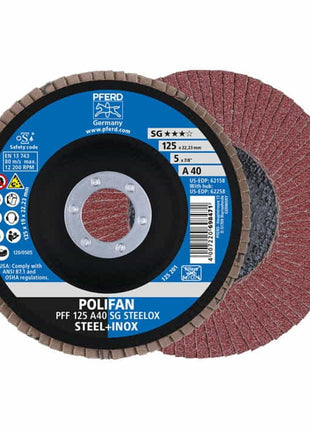 Arandela dentada PFERD POLIFAN A SG STEELOX Ø 125 mm grano 80 plana (4000842582)