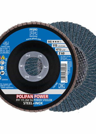 Arandela dentada PFERD POLIFAN Z SG POWER STEELOX Ø 125 mm grano 60 (4000842587)