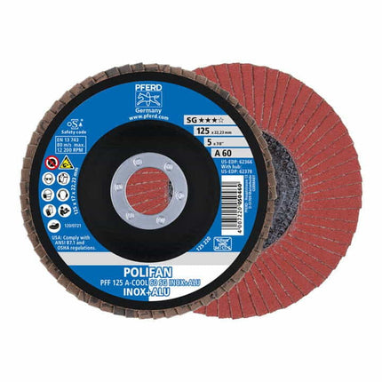 PFERD flap disc POLIFAN A-COOL SG INOX+ALU Ø 125 mm grit size 60 flat ( 8000429953 )