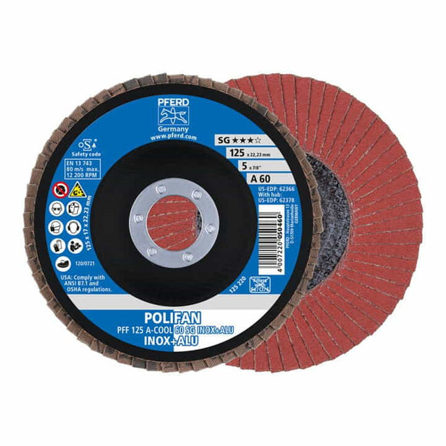 Disco de láminas PFERD POLIFAN A-COOL SG INOX+ALU Ø 125 mm grano 60 liso ( 8000429953 )