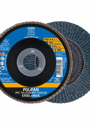 Arandela dentada PFERD POLIFAN Z PSF STEELOX Ø 125 mm grano 40 cónica (4000842595)