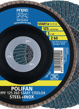 Rondelle dentée PFERD POLIFAN Z START STEELOX Ø 125 mm grain Z-60 plat (4000844219)