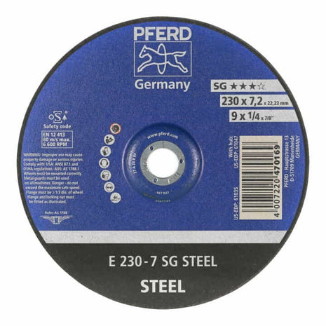 Tarcza szlifierska PFERD SG STEEL D230xS7.2mm ( 4000842715 )