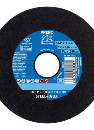 Disco de corte PFERD SGP STEELOX D115x0,8mm recto (4000841254)