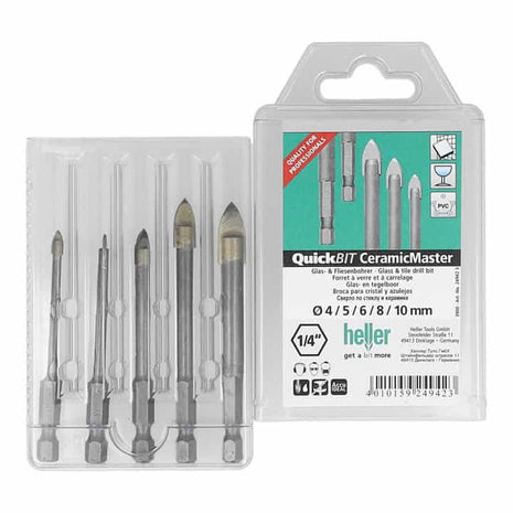 HELLER QuickBit(R) Ceramic Master Set di 5 punte da trapano Ø 4, 5, 6, 8, 10 mm ( 4000864209 )