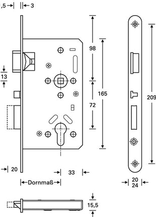 Cerradura de embutir antipánico SSF serie 20 APK función antipánico E redondeada (3000252897)