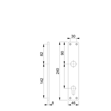 HOPPE Paire de plaques longues 202H F1 / couleur naturelle F1 ( 3000252154 )