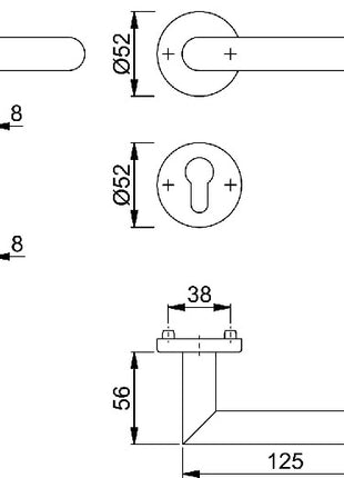 HOPPE Demi-garniture à rosette Amsterdam E1400Z/42/42S Acier inoxydable F9714M ( 3000209767 )