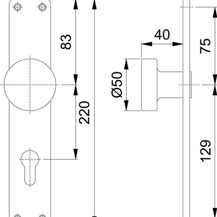 HOPPE Manopola piastra lunga 54/202 Alluminio F1 72 mm ( 3000252037 )