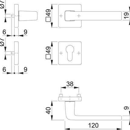 Zestaw rozet HOPPE Dublin 1124/843KV/843KVS Aluminium F1 ( 3000203136 )