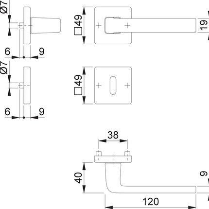 HOPPE Garniture à rosette Dublin 1124 / 843KV/843KVS Aluminium F249 ( 3000203138 )
