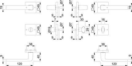 HOPPE rose set Dublin 1124 / 843KV/843KVS Aluminium F94-1 ( 3000203143 )