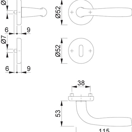 HOPPE Rosettengarnitur Maribor 1766 / 17KV/17KVS Aluminium F1 ( 3000203144 )