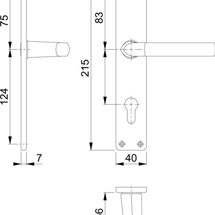 HOPPE set di piastre lunghe Birmingham 1117/202SP alluminio F2 ( 3000252989 )