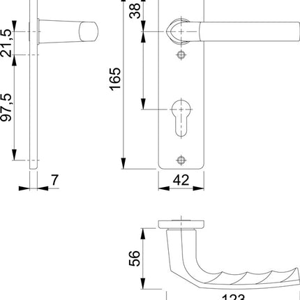 Juego de botones cortos HOPPE Birmingham 1117/202KP Aluminio F1 ( 3000252945 )