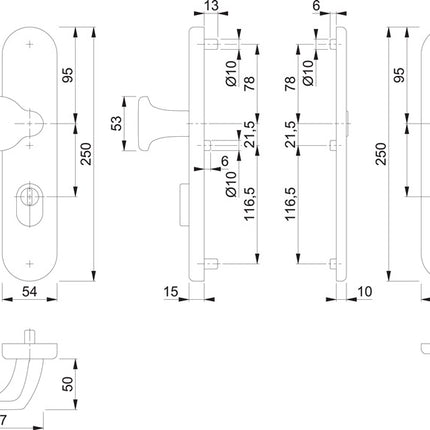 HOPPE Security furniture 86G/3332ZA/3310 Aluminium F9-2 ( 3000209799 )