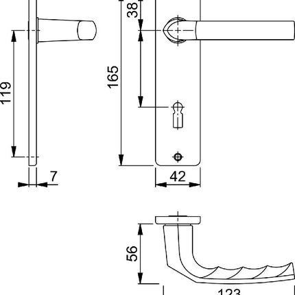 Juego de botones cortos HOPPE Birmingham 1117/202KP/AP Aluminio F2 ( 3000252943 )