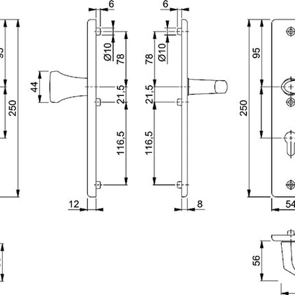 HOPPE Schutzgarnitur Birmingham 78G/2221A/2440/1117 Aluminium F4 ( 3000220075 )