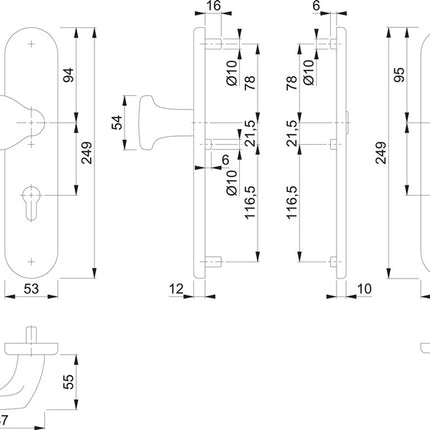 HOPPE Mobili di sicurezza E86G/3331/3310 Acciaio inox F69 ( 3000209778 )