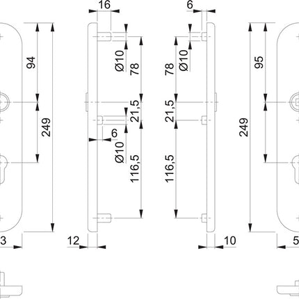 HOPPE coppia di piastre lunghe E3331/3310 opache F69 ( 3000209801 )