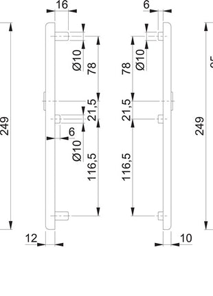 HOPPE Paire de plaques longues E3331/3310 mat F69 ( 3000209800 )