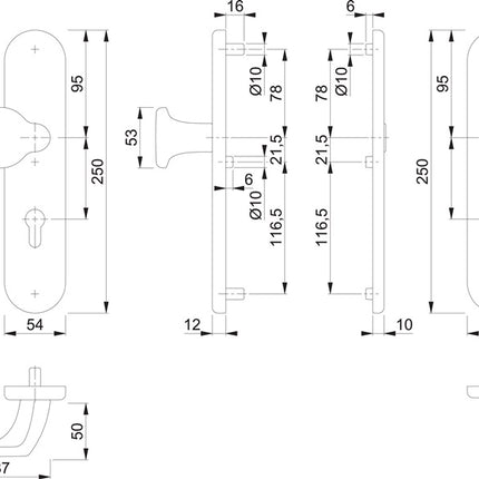 HOPPE Mueble de seguridad 86G/3331/3310 Aluminio F1 ( 3000209782 )