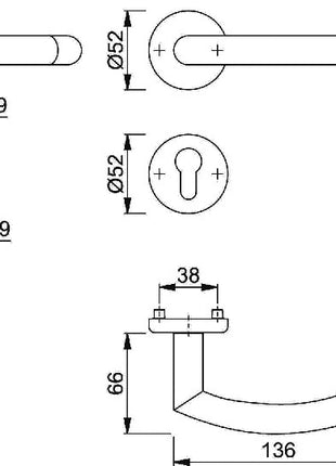 HOPPE Rosettengarnitur Alta E1433Z/17KV/17KVS Edelstahl F69 ( 3000220081 )